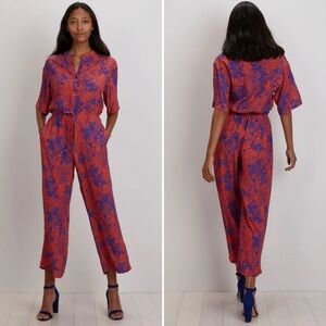 The Kit Issa Jumpsuit‎ in Ecovero Viscose Crepe Orange Complication Print Small